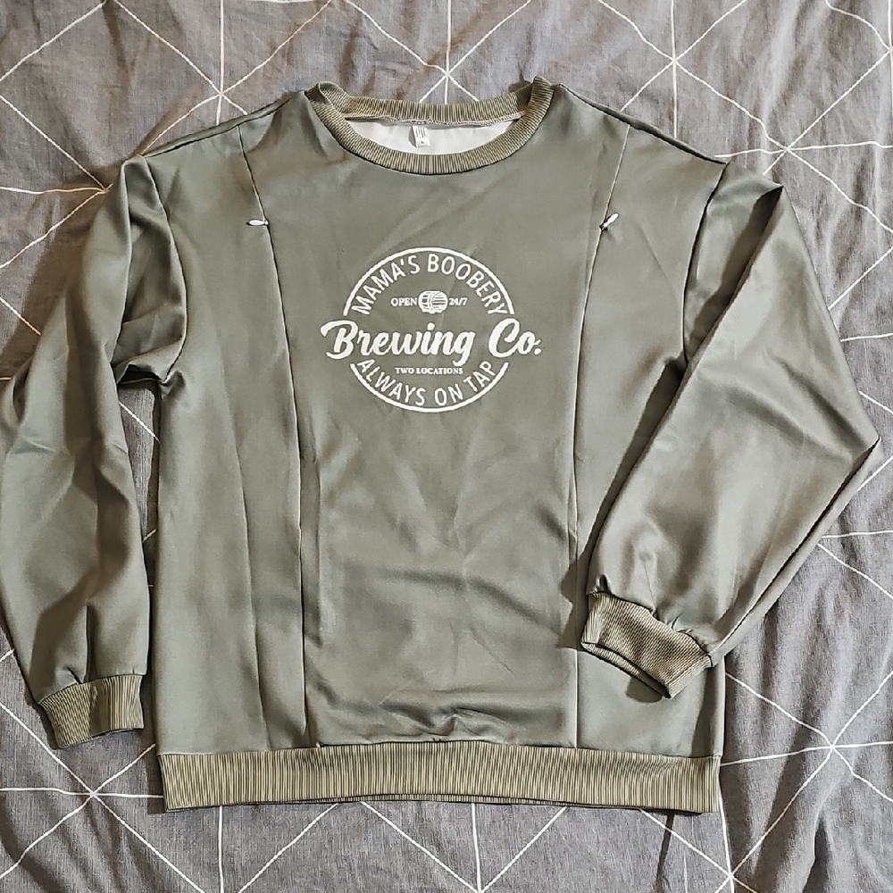 Women's Green Breastfeeding Sweater - Mama's Boobery